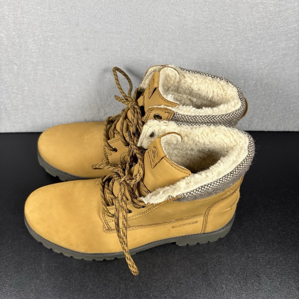 Kamik Women's Tan Waterproof Boots Tan Size 10 Faux Fur Lined Lace Up Shoes - Picture 9 of 11